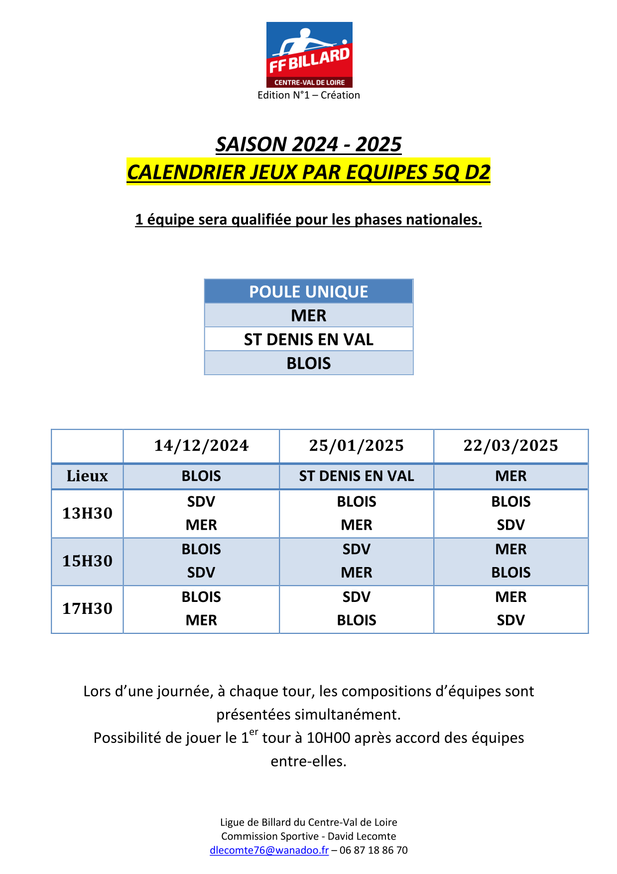 Calendrier 5Q D2 V1 saison 2024 25 1